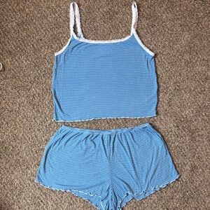 Colsie Blue and White Striped Pajama Set